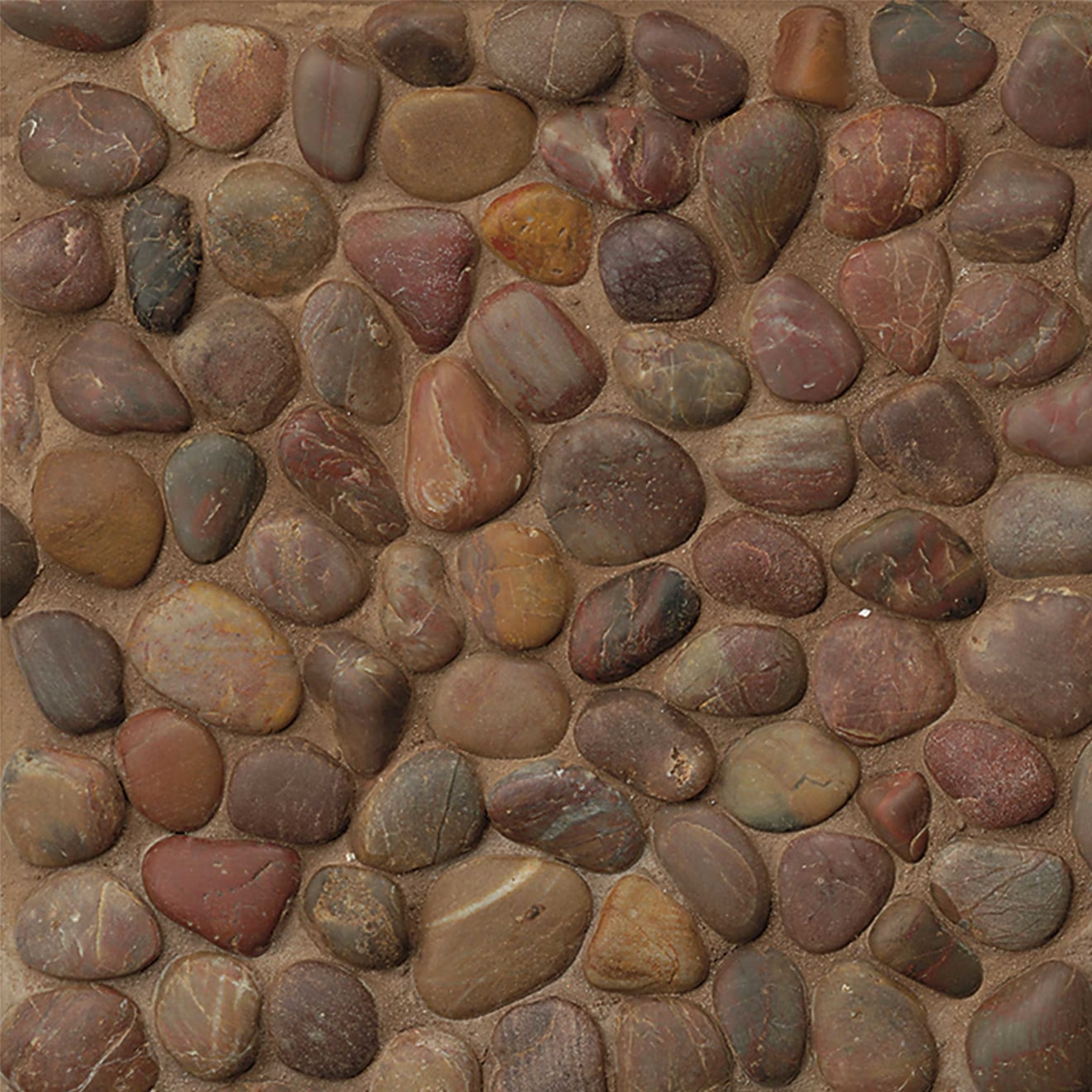 Hemisphere Polished Pebble Mosaic in Henna Red
